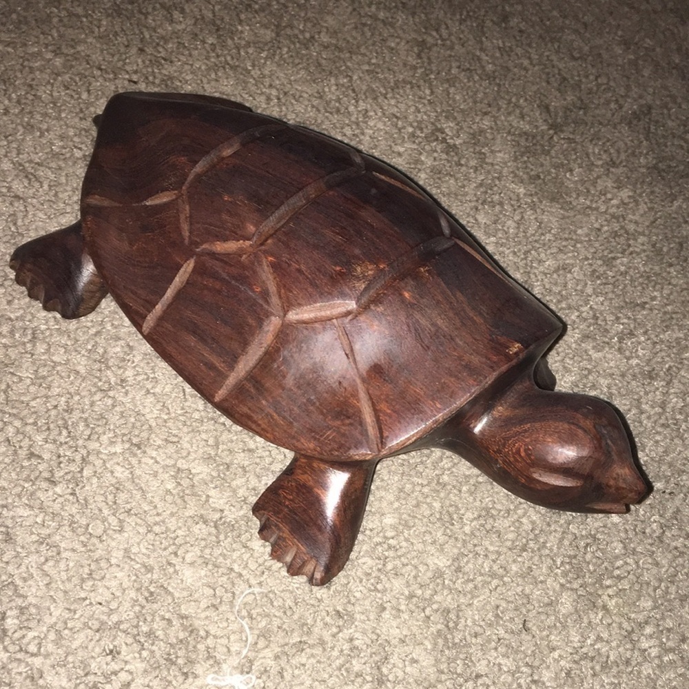 Carved Turtle Brown Solid Wood